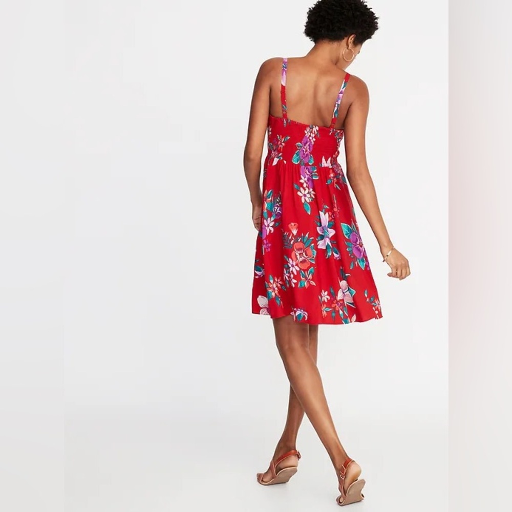 Old Navy Red Floral Fit & Flare Cami Dress, Adjustable Straps, Women's XXL - Picture 6 of 11